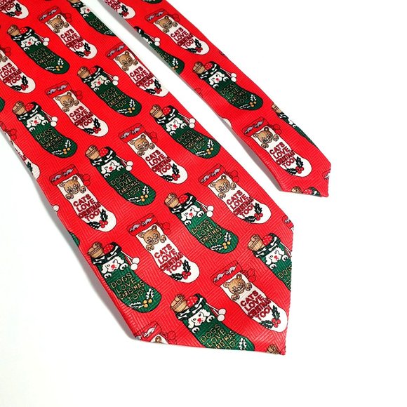 Dog Cat Stocking Mens Necktie Tie Designer Accessory Work Office Dad Gift - Picture 2 of 5